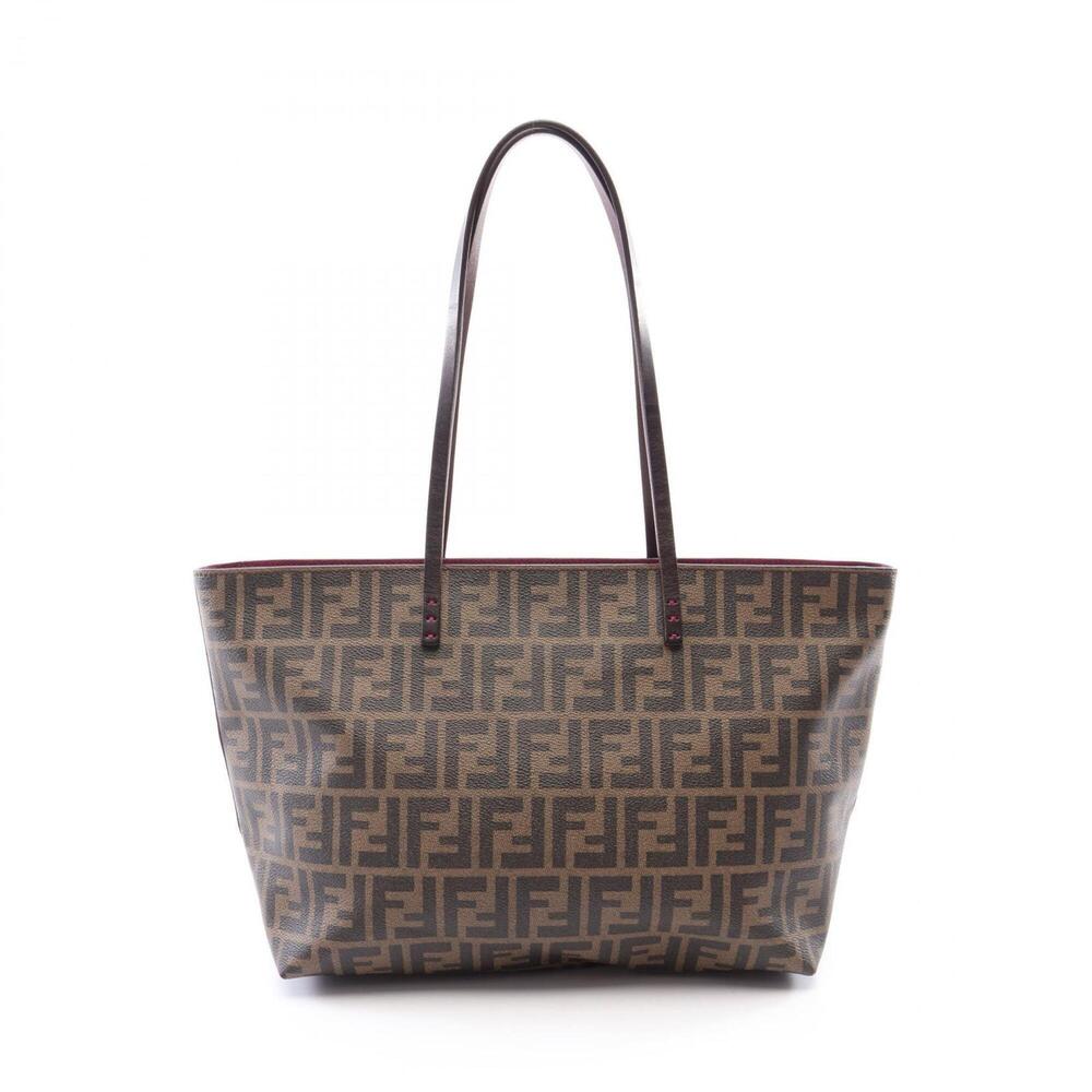Fendi Zucca Tote Bag Handbag, Coated Canvas and Leather, Women's, Brown, 8BH198